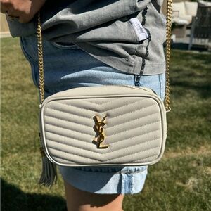 Saint Laurent Mini Lou Pebbled Leather Bag